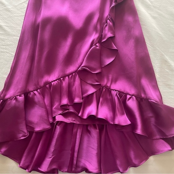 NWT Women Banana Republic Silk Strapless Ruffle Dress Purple Petite Size 0 - Picture 7 of 9